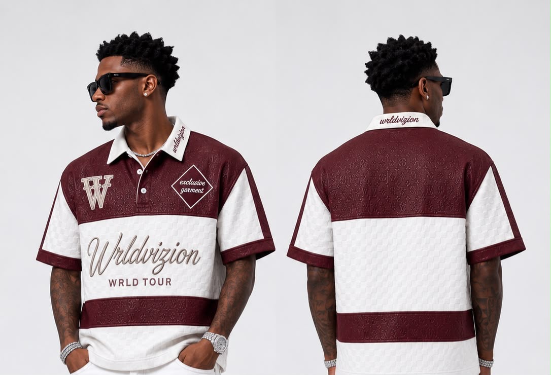 Wrld Tour Polo — Maroon / Cream from the BallHead x WRLD Vizion World Vision Collection