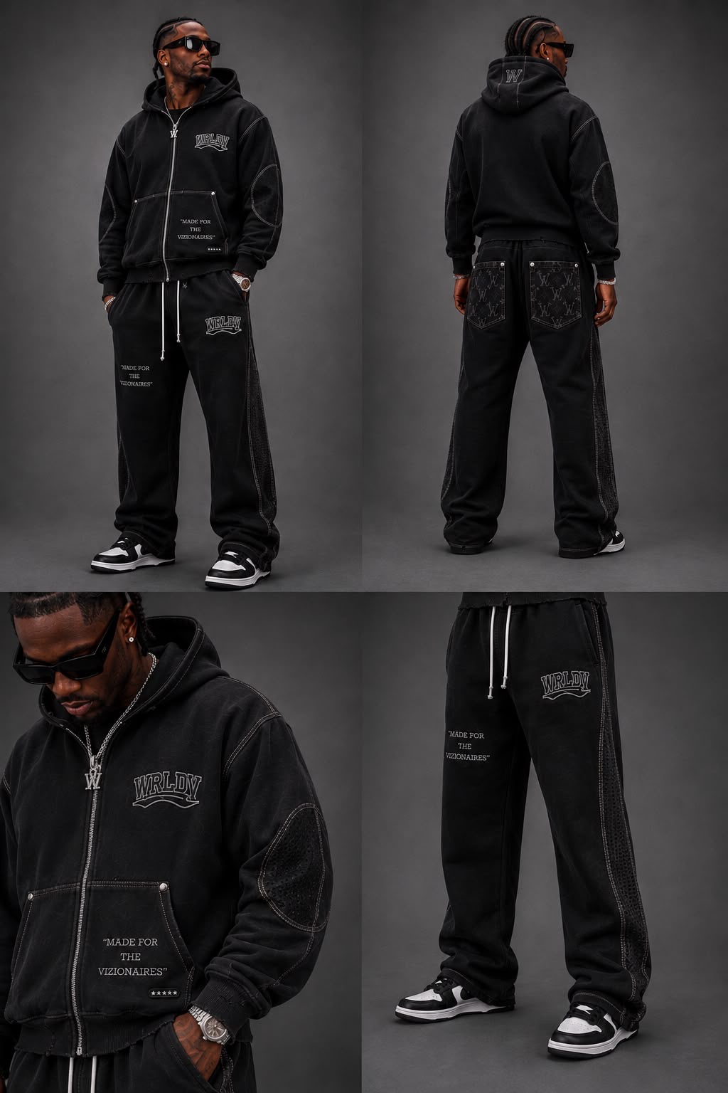 Vizionaires Tracksuit — Black from the BallHead x WRLD Vizion World Vision Collection